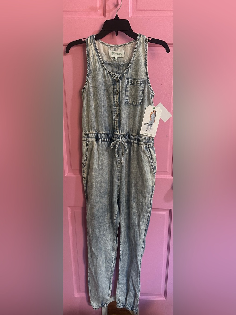 Regeneration Light Wash Denim Jumpsuit - Sleeveless Romper